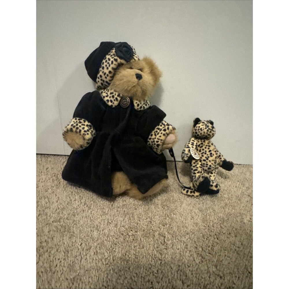 1999 Boyds Bears Plush 9" Bailey Bear & Dottie TF Wuzzy Leopard 20th Anniversar